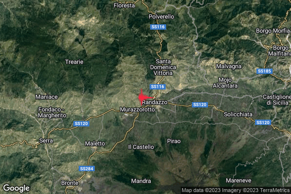 Leggero Terremoto M3.1 epicentro 1 km NW Randazzo (CT) alle 09:21:28 (08:21:28 UTC)
