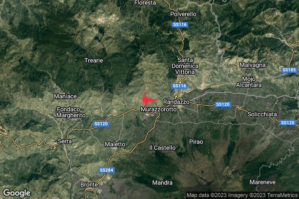 Debole Terremoto M2.4 epicentro 3 km W Randazzo (CT) alle 11:03:19 (10:03:19 UTC)