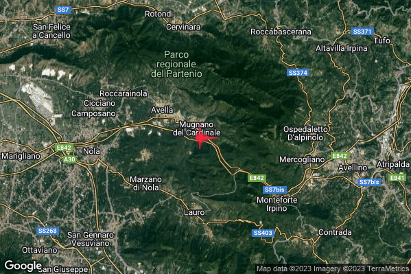 Lieve Terremoto M2.0 epicentro Mugnano del Cardinale (AV) alle 08:20:29 (07:20:29 UTC)