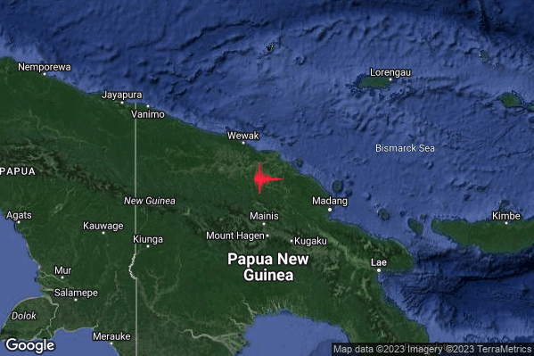 Violento Terremoto M5.8 epicentro Near north coast of New Guinea Papua New Guinea [Land: Papua New Guinea] alle 01:17:39 (00:17:39 UTC)