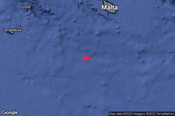 Moderato Terremoto M3.6 epicentro Malta [Sea] alle 13:58:57 (12:58:57 UTC)