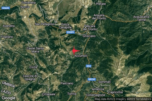 Debole Terremoto M2.3 epicentro 2 km NW Accumoli (RI) alle 18:11:55 (17:11:55 UTC)