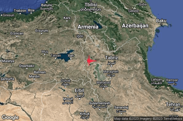 Violento Terremoto M5.8 epicentro Iran [Land] alle 04:17:01 (03:17:01 UTC)