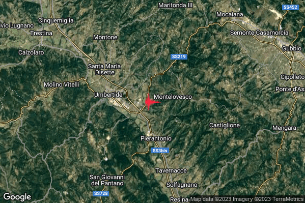 Lieve Terremoto M2.0 epicentro 5 km E Umbertide (PG) alle 14:29:13 (12:29:13 UTC)