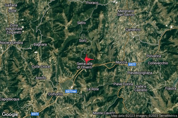 Lieve Terremoto M2.0 epicentro 2 km NE Serravalle di Chienti (MC) alle 02:43:31 (00:43:31 UTC)