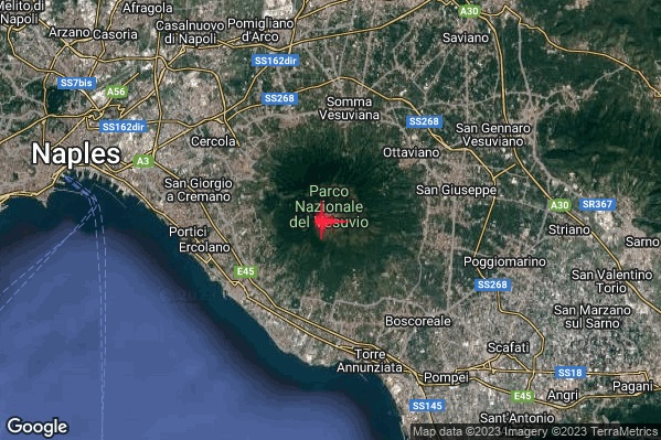 Debole Terremoto M2.3 epicentro Vesuvio alle 22:01:34 (20:01:34 UTC)