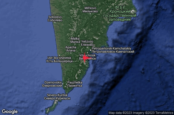 Estremo Terremoto M6.5 epicentro Near east coast of Kamchatka Peninsula Russia [Land: Russia] alle 05:06:59 (03:06:59 UTC)