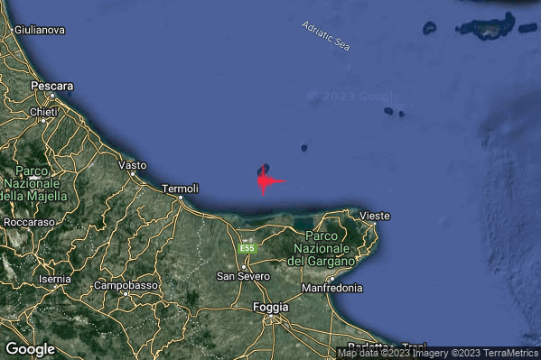 Lieve Terremoto M2.1 epicentro Costa Garganica (Foggia) alle 03:02:53 (01:02:53 UTC)