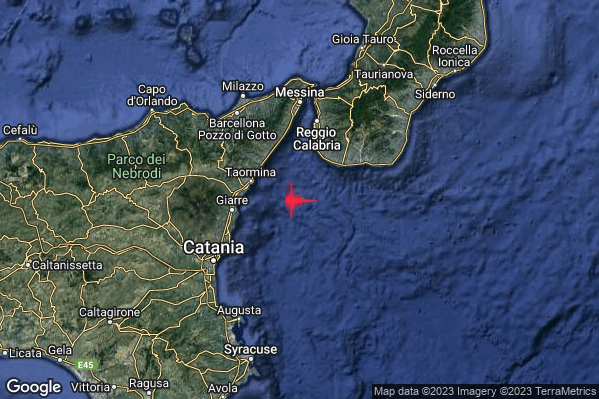 Moderato Terremoto M3.3 epicentro Costa Catanese (Catania) alle 03:34:36 (01:34:36 UTC)