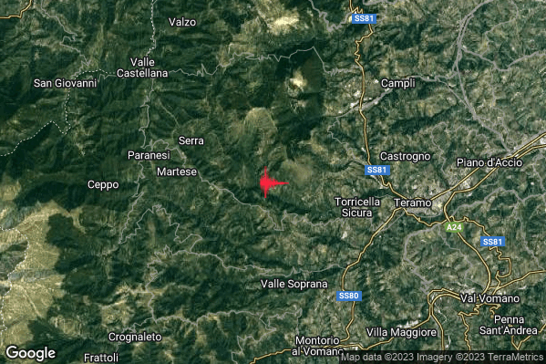 Lieve Terremoto M2.0 epicentro 5 km W Torricella Sicura (TE) alle 07:07:41 (05:07:41 UTC)