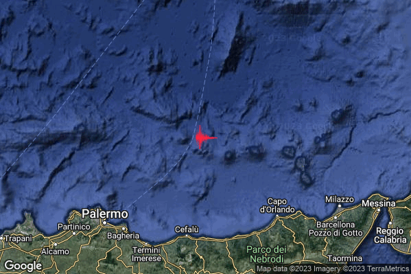 Lieve Terremoto M2.2 epicentro Tirreno Meridionale (MARE) alle 07:19:48 (05:19:48 UTC)
