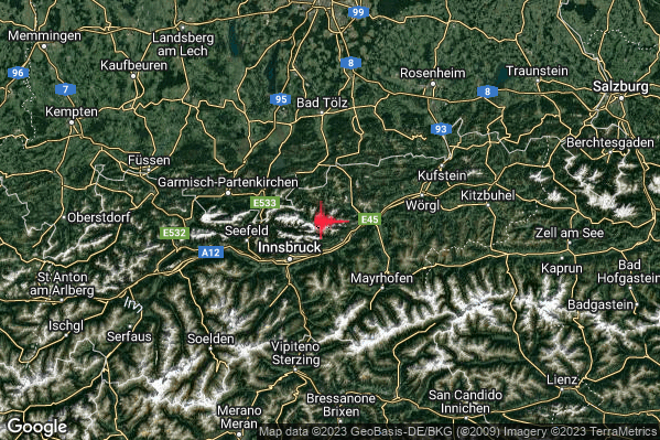 Debole Terremoto M2.5 epicentro Confine Austria-Germania (AUSTRIA GERMANIA) alle 06:15:50 (04:15:50 UTC)