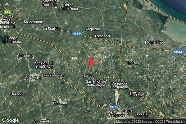 Lieve Terremoto M2.0 epicentro 9 km NE Stornara (FG) alle 22:59:58 (20:59:58 UTC)