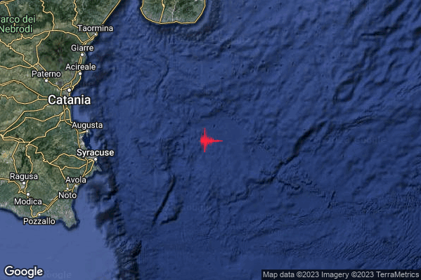 Lieve Terremoto M2.1 epicentro Mar Ionio Meridionale (MARE) alle 12:46:35 (10:46:35 UTC)