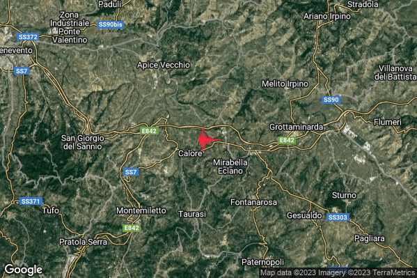 Lieve Terremoto M2.1 epicentro 3 km NW Mirabella Eclano (AV) alle 05:08:52 (03:08:52 UTC)
