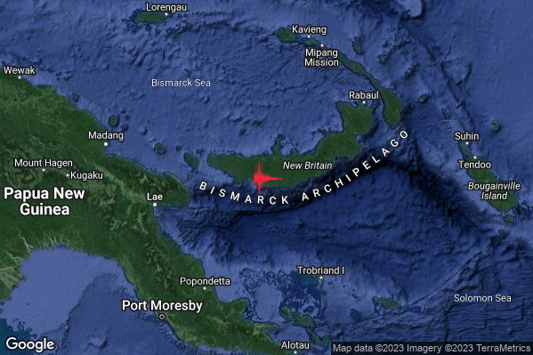 Estremo Terremoto M6.4 epicentro Papua New Guinea [Land] alle 11:06:02 (09:06:02 UTC)