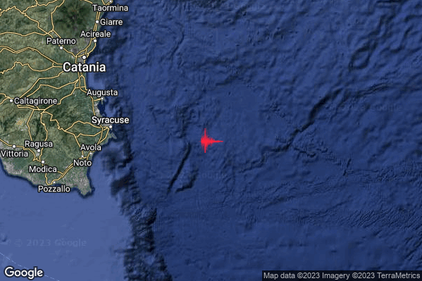 Lieve Terremoto M2.1 epicentro Mar Ionio Meridionale (MARE) alle 01:31:59 (23:31:59 UTC)