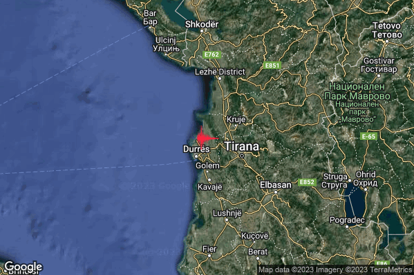 Debole Terremoto M2.7 epicentro Costa Albanese settentrionale (ALBANIA) alle 21:06:46 (19:06:46 UTC)