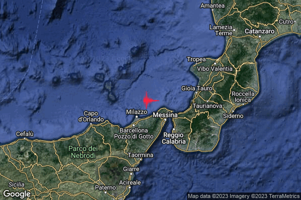 Lieve Terremoto M2.0 epicentro Costa Siciliana nord-orientale (Messina) alle 22:38:11 (20:38:11 UTC)