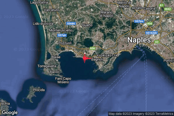 Lieve Terremoto M2.1 epicentro Campi Flegrei alle 02:35:20 (00:35:20 UTC)
