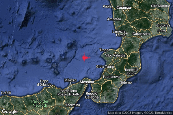 Lieve Terremoto M2.0 epicentro Tirreno Meridionale (MARE) alle 14:55:15 (12:55:15 UTC)