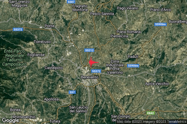 Lieve Terremoto M2.1 epicentro 3 km N Benevento (BN) alle 10:11:29 (08:11:29 UTC)