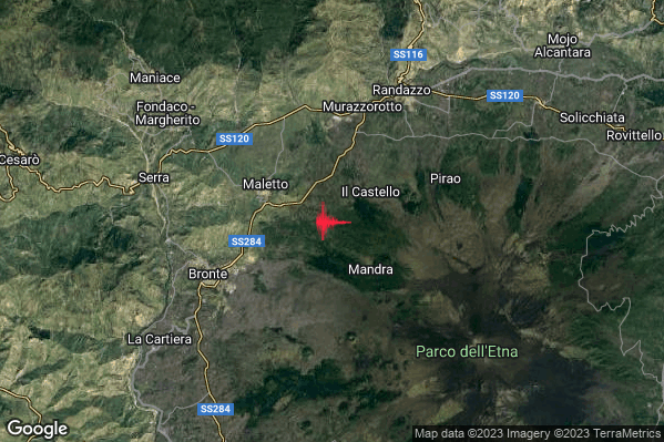 Lieve Terremoto M2.0 epicentro 4 km SE Maletto (CT) alle 15:26:11 (13:26:11 UTC)