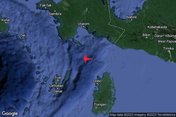 Severo Terremoto M5.5 epicentro Indonesia [Sea] alle 20:12:53 (18:12:53 UTC)