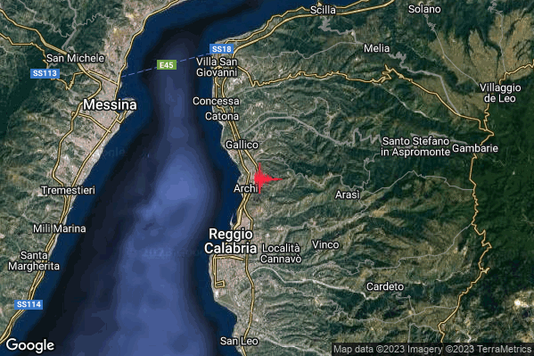 Lieve Terremoto M2.2 epicentro 5 km NE Reggio di Calabria (RC) alle 13:51:42 (11:51:42 UTC)