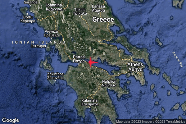 Intenso Terremoto M4.6 epicentro Greece [Sea] alle 20:02:58 (18:02:58 UTC)