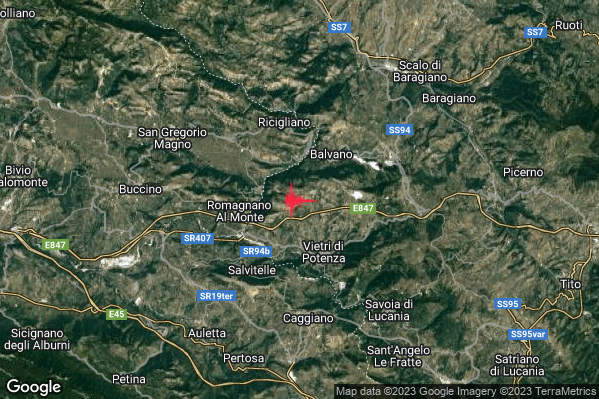 Debole Terremoto M2.3 epicentro 3 km NW Vietri di Potenza (PZ) alle 10:33:14 (08:33:14 UTC)