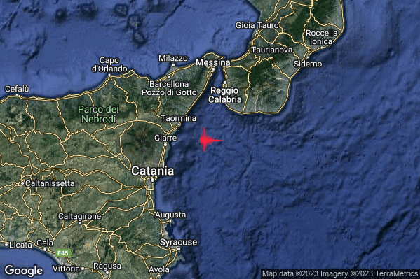 Lieve Terremoto M2.1 epicentro Costa Catanese (Catania) alle 05:51:33 (03:51:33 UTC)