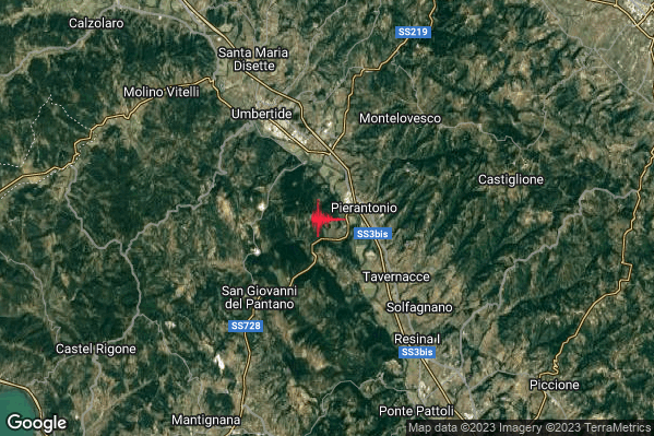 Lieve Terremoto M2.0 epicentro 6 km SE Umbertide (PG) alle 17:01:37 (15:01:37 UTC)
