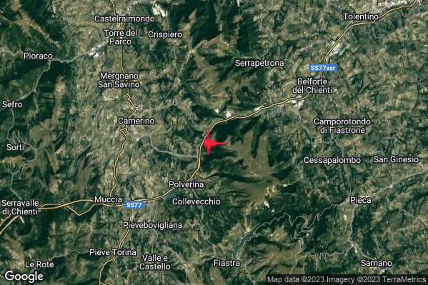 Lieve Terremoto M2.1 epicentro 6 km E Camerino (MC) alle 12:47:37 (10:47:37 UTC)