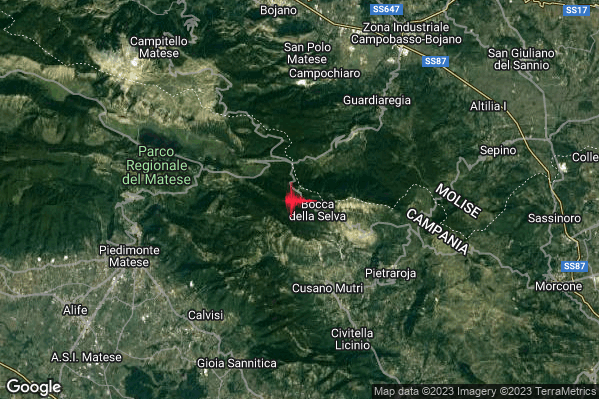 Lieve Terremoto M2.0 epicentro 5 km NW Cusano Mutri (BN) alle 10:08:18 (08:08:18 UTC)