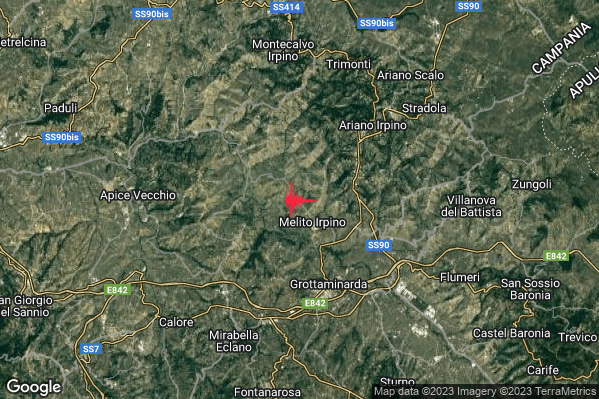 Lieve Terremoto M2.2 epicentro 2 km NW Melito Irpino (AV) alle 07:58:07 (05:58:07 UTC)