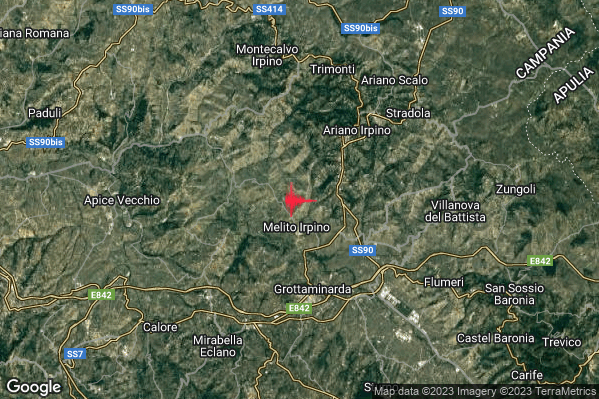 Lieve Terremoto M2.1 epicentro 2 km N Melito Irpino (AV) alle 02:07:40 (00:07:40 UTC)