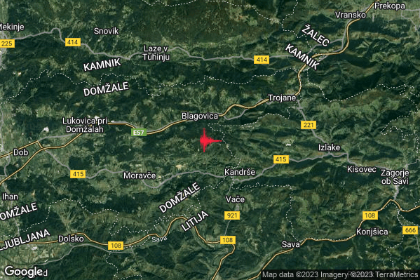 Debole Terremoto M2.3 epicentro Slovenia (SLOVENIA) alle 03:04:09 (01:04:09 UTC)