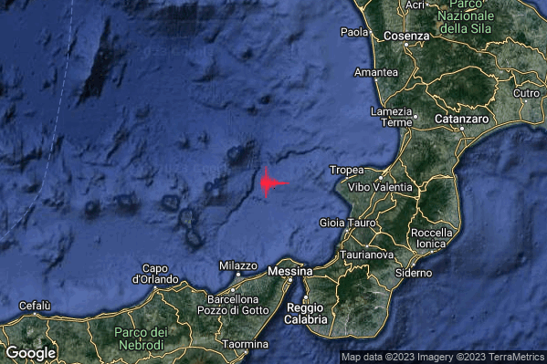 Debole Terremoto M2.3 epicentro Tirreno Meridionale (MARE) alle 20:34:13 (18:34:13 UTC)