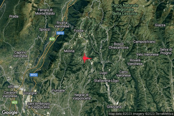 Debole Terremoto M2.6 epicentro 3 km S Sant'Anna d'Alfaedo (VR) alle 09:07:45 (07:07:45 UTC)