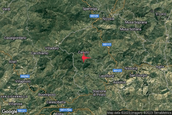 Lieve Terremoto M2.0 epicentro 6 km NW Leonforte (EN) alle 09:22:14 (07:22:14 UTC)