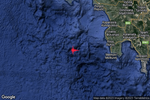 Moderato Terremoto M3.7 epicentro Mar Ionio Meridionale (MARE) alle 14:48:24 (12:48:24 UTC)