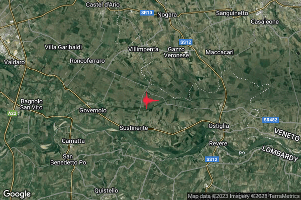 Lieve Terremoto M2.0 epicentro 3 km NE Sustinente (MN) alle 23:41:46 (21:41:46 UTC)