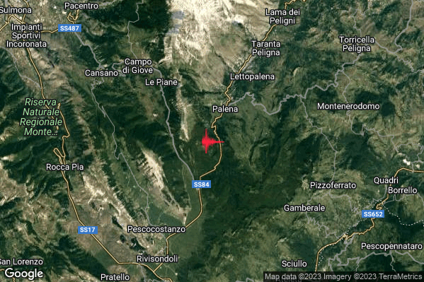 Lieve Terremoto M2.1 epicentro 4 km SW Palena (CH) alle 01:20:29 (23:20:29 UTC)