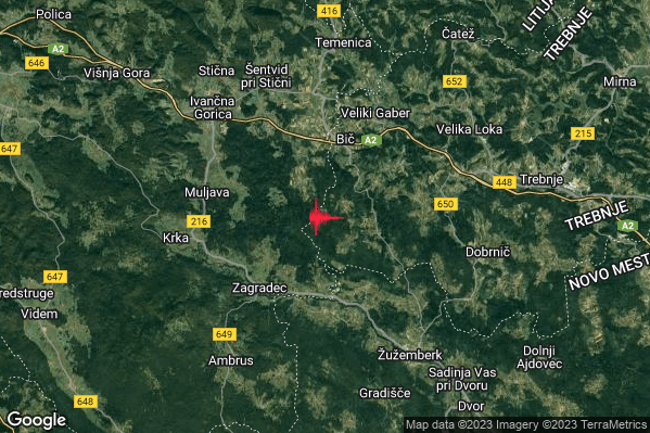 Debole Terremoto M2.7 epicentro Slovenia (SLOVENIA) alle 03:31:58 (01:31:58 UTC)