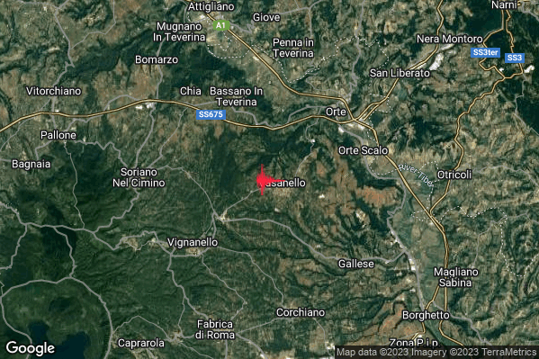 Lieve Terremoto M2.2 epicentro 1 km W Vasanello (VT) alle 11:34:13 (09:34:13 UTC)