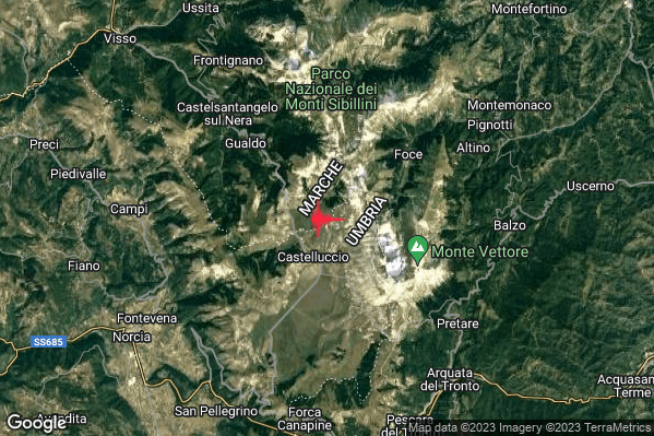 Lieve Terremoto M2.0 epicentro 7 km SE Castelsantangelo sul Nera (MC) alle 19:54:54 (17:54:54 UTC)