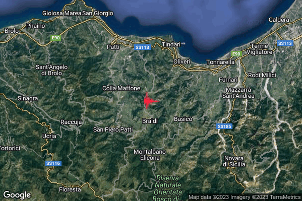 Lieve Terremoto M2.1 epicentro 4 km NW Basico (ME) alle 03:04:11 (01:04:11 UTC)