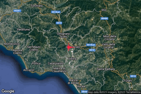 Lieve Terremoto M2.1 epicentro 2 km W Castelnuovo Cilento (SA) alle 18:58:08 (16:58:08 UTC)