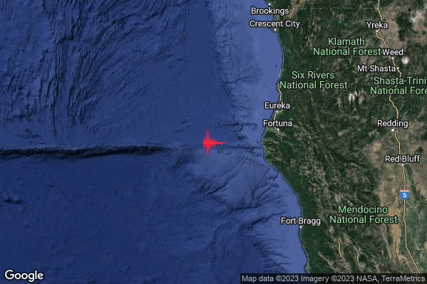 Severo Terremoto M5.5 epicentro Off coast of northern California United States [Sea: United States] alle 20:44:06 (18:44:06 UTC)